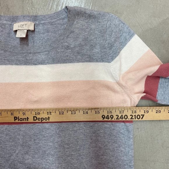 Loft 100% Cotton Striped Lightweight Sweater S - Picture 7 of 8